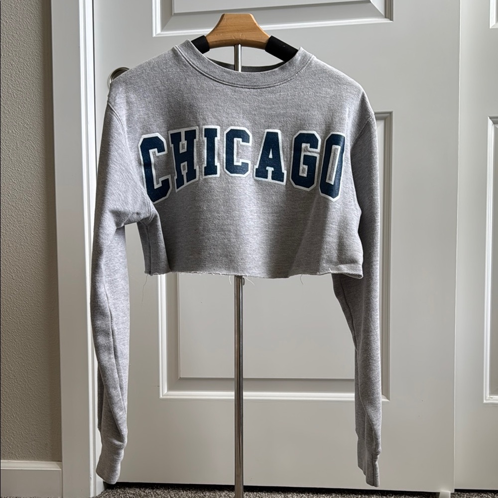 Full Tilt Gray Cropped Hoodie Long Sleeve
